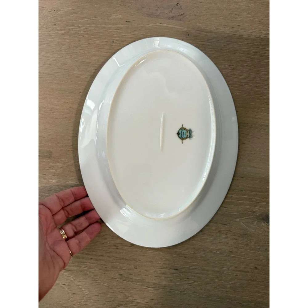 Noritake Smartnis Vintage Oval Serving Platter‎ Floral Baskets Gold Trim Japan